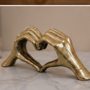Modern Gold Aluminum <b>Heart</b> Hands Sculpture Handmade Abstract Tabletop Art Decor Showpiece for Home Office Wedding Living Room - Product Image 3