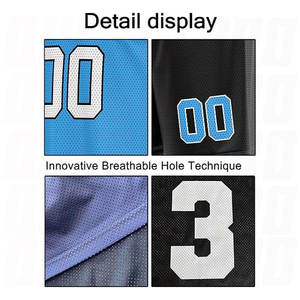 Conjuntos de Uniformes de Baloncesto Personalizados con Nombre de Equipo para Hombre, Camiseta Deportiva Transpirable de Poliéster, Pantalones Cortos, Azul Cielo, Negro, Sublimación, Verano - Product Image 4