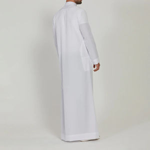 Túnica Árabe Tradicional y Elegante para Hombre, Thawb de Color Sólido en Algodón y Lino, Largo hasta el Suelo, Ligero, Transpirable, de Manga Larga, Informal - Product Image 2