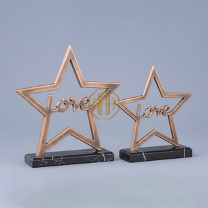 Ensemble de sculptures en métal avec slogan 'Love', en aluminium et cuivre, finition antique, objet décoratif pour la décoration de Noël à la maison, exportateur - Product Image 3