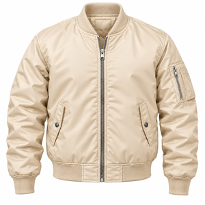 Chaqueta Bomber de Estilo Sólido para Hombre, Cierre Frontal Simple, Ligera, Informal, para Pedidos de Ropa de Marca Privada para Comercio Global - Product Image 1