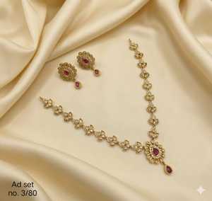 Traditional High Quality Gold Rhodium Plated Classic Flower Design Certified Kundan Necklace <b>Set</b> Zircon Stone Pendant Matching - Product Image 1