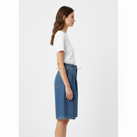 Shorts Bermuda Casuales de Mezclilla Transpirable con Pliegues Medios, Estilo Y2K, para Mujer, con Logotipo Personalizado, Pierna Ancha, 100% Algodón, Verano