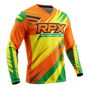 Jersey de Motocross Transpirable de Poliéster, Jersey de Motocross Naranja, Verde y Amarillo, Personalizado para Carreras de Motocross y Ciclismo Todoterreno - Product Image 2