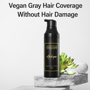SMIB Vegan Gray Hair Coverage Smoothing 2-IN-1 Liquid Shampoo Biotin Anti-Aging Formula Color Protection Natural Black Hair Care - Product Image 1