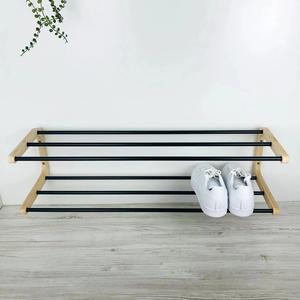 Modern Black Shoe <b>Rack</b> Dual Level Storage Organizer Sleek Geometric Frame Space Saving Entryway Stand Durable Stable Design - Product Image 1