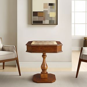 Tavolo da gioco reversibile Bishop Cherry Finish per scacchi e dama con vassoio da gioco, dita non incluse - Product Image 1