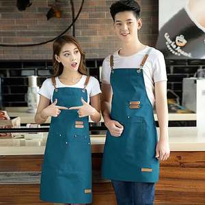 ผ้ากันเปื้อนหนังพร้อมสายหนังและกระเป๋าสำหรับพนักงานร้านอาหารบาร์ ชุดยูนิฟอร์มแบบ unisex - Product Image 2