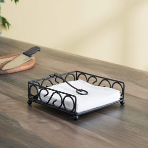 Support de serviettes plat en acier bronze de la collection Home Basics, support de distribution de serviettes noir pour comptoir de cuisine - Product Image 5