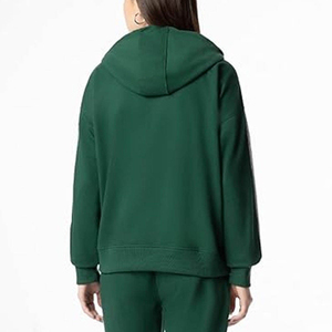 Sweat-shirt à capuche vert pour femme, manches longues, couleur unie, coupe ample décontractée, pull à cordon avec poches latérales - Product Image 5