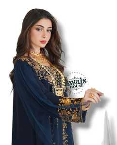 Robe longue Awais House pour femme, en polyester, broderie filigranée, col cœur, coupe ample, idéale pour les fêtes et la prière - Product Image 2
