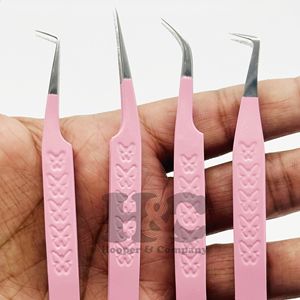 Nouvelle pince à épiler rose pointe violette extension de cils durable pince à épiler vison Logo offre poignée en forme de coeur pince à épiler en acier inoxydable - Product Image 1