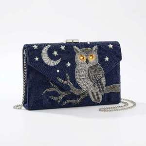 Bolso de Mano de Algodón Bordado a Mano con Diseño de Búho, Forma Rectangular, Tema Animal, para Fiestas - Product Image 1