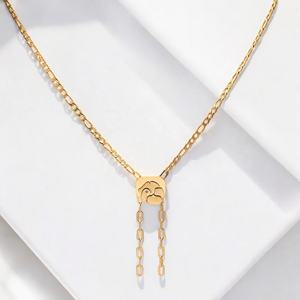 Vintage Minimalist High End Stainless Steel PVD Non Tarnish Gold Plated Double Layers Pendant <b>Necklace</b> - Product Image 1