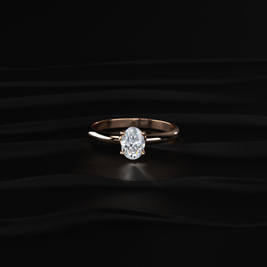 Anillo Solitario Ovalado de Moissanita de 1.00 Quilates con Banda Delgada de 1.5mm en Oro Rosa de 18K para Suministro al por Mayor, Joyería de Boda para Inventario de Joyerías - Product Image 1