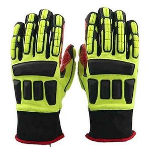 Venta al por mayor de guantes mecánicos de seguridad de impacto de alta resistencia TPR Guantes de trabajo de petróleo y gas, guantes de rescate y extracción de cuero - Product Image 4