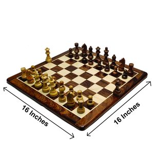 High-Grade <b>Wooden</b> Chess Set 16 Inches Handmade Chess Board for Playing Unisex Luxury <b>Wooden</b> Chess <b>Game</b> Set - Product Image 4