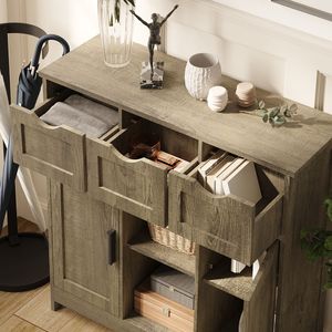 Mobili contenitori in legno con cassetti e ripiani, mobiletto decorativo per soggiorno, camera da letto, bagno - Product Image 4