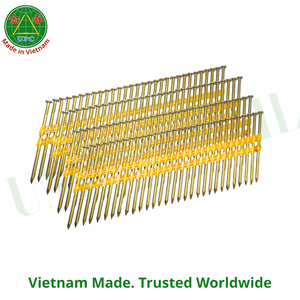 Clous de charpente galvanisés jaunes à tige lisse de 3'' x 0.120, fabriqués au Vietnam pour les projets de charpente |   Clous sur bande plastique - Product Image 3