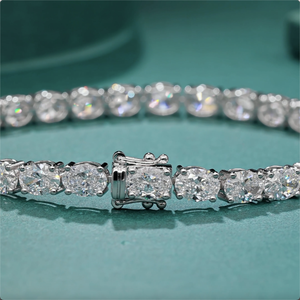 Women's 925 <b>Silver</b> Tennis Bracelet Round Diamond Claw Setting Classic Style Rhodium Plated GIA Certified Jewelry - Product Image 1