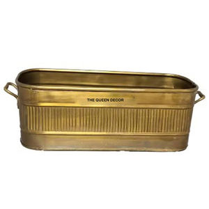 Maceta Decorativa para Hogar y Oficina, Maceta de Metal de Forma Rectangular, Diseño Moderno, Maceta con Patrones para Sala de Estar - Product Image 1