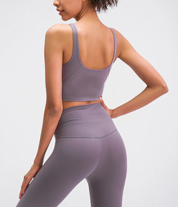 Women's Backless Racerback Sports Bra Moisture Wicking Anti-UV Lightweight Spandex/Polyester Medium Support Yoga Activewear OEM - Product Image 2