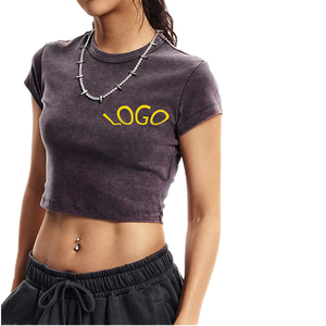 Camiseta Corta de Algodón 100% para Mujer, Manga Corta, Cuello Redondo, Informal, Suave, Ligera, Moda de Verano, Básica y Cómoda - Product Image 1
