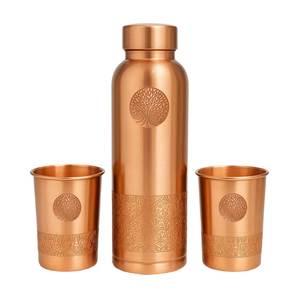 <b>Rose</b> Flower Printed Copper Water Bottle Leak Resistant Reusable Bottle for Ayurvedic Drinking and Office Travel Use - Product Image 6