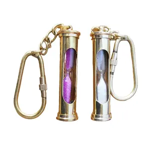 Metal Made Sand Timer Key Chain Factory Prices Top Grade Brass for Sale by Indian Keychain Customized High Polished 1 Color