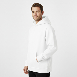 Sweat-shirt à capuche blanc pour homme, coupe classique, en molleton de coton, décontracté, pour l'automne - Product Image 3
