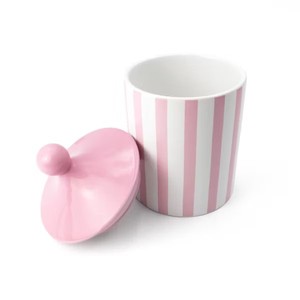 Elegant Ceramic <b>Storage</b> Jar Airtight Lid <b>Kitchen</b> Organizer Pink Stripe Design Durable Food Safe <b>Container</b> - Product Image 2