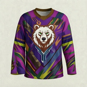 Camiseta de Hockey sobre Hielo Eagle Force para Hombre, Manga Larga, Cuello en V, Sublimada, Poliéster que Absorbe la Humedad, Ropa Deportiva, Corte Regular - Product Image 3