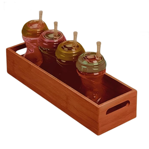 Lot de 2 plateaux de service décoratifs en MDF faits à la main, rectangulaires rustiques, longs et étroits avec poignées découpées, centre de table et décoration. - Product Image 5