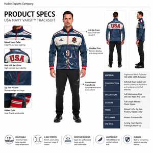 Veste de curling d'hiver pour homme en polyester sublimé, modèle USA Heritage, coupe professionnelle pour les matchs, uniforme de sport sur glace, OEM Sialkot - Product Image 5