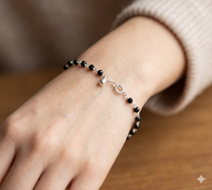 Natural Black Onyx <b>Beaded</b> <b>Bracelet</b>, Handmade Gemstone Wrist <b>Bracelet</b>, 925 Sterling Silver Jewelry, Adjustable Crystal <b>Bracelets</b> - Product Image 6