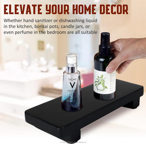 Pequeño elevador de madera de acacia Pedestal de madera Soporte de jabón Dispensador Bandeja de tocador Exhibición de decoración para baño Inodoro Suministros de baño - Product Image 4