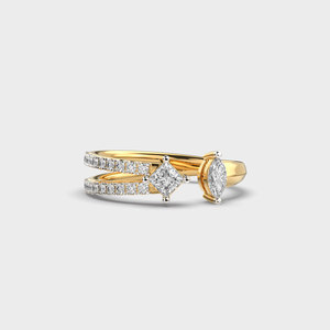 Anillo de Compromiso de Oro de 14K con Diamante Cultivado en Laboratorio, Corte Princesa, Corte Marquesa, Joyería Fina para Boda - Product Image 3
