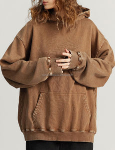 Sweat-shirt unisexe pour femme, coupe oversize, vintage, en coton molletonné épais, délavé à l'acide, avec badge, anti-rétrécissement, séchage rapide, pour l'hiver - Product Image 3