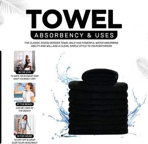 Toalla de Baño de Felpa Suave de Algodón en Elegante Color Negro, Absorbente Premium de 580 GSM, para Uso en Hoteles, Spas y Baños, 70x140 cm, UE - Product Image 1