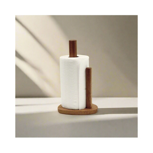 Modern Wooden Paper Towel <b>Holder</b> Standing Wood Kitchen Roll Organizer Stylish Eco-Friendly Napkin Stand For Home & Office Use - Product Image 1