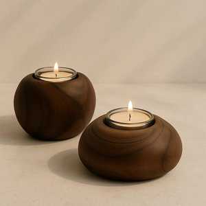 Handmade Walnut <b>Tealight</b> Candle Holder: Minimalist Scandinavian Decor - Product Image 2