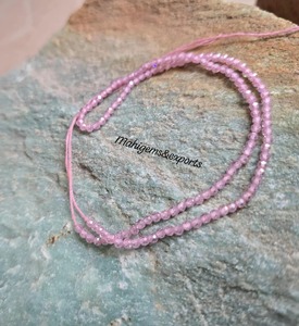 Perles en zircon cubique rose, perles facettées de 2,50 mm, brin de perles - Product Image 3