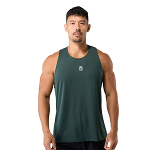 Camiseta sin mangas verde para hombre, transpirable, de malla, ajustada, para gimnasio, entrenamiento, fitness, deportes, OEM, al por mayor - Product Image 1