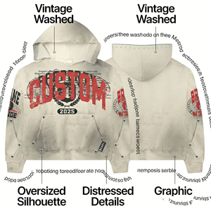Sudadera con Capucha Personalizada para Hombre, Unisex, 100% Algodón, 280 g/m², Estilo Vintage, Lavado Ácido, Corte Recto - Product Image 2