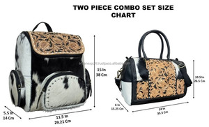 Venta al por mayor de bolsas de lona de viaje de cuero con herramientas manuales y mochila de pañales de cuero de vaca con herramientas manuales a juego de equipaje de 2 piezas - Product Image 2