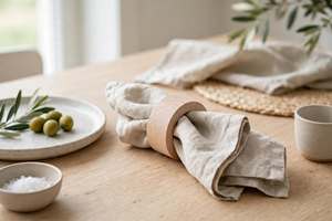 Ensemble d'anneaux de serviette en bois écologiques vintage avec incrustation dorée, nouveau style chinois, décoration de table ronde pour mariage, dîner, fête - Product Image 4