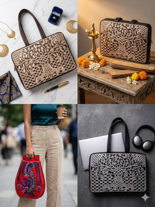 Hand Embroidered Folk Art Black <b>Tote</b> <b>Bag</b> with Tatami Stitches <b>Silver</b> Floral Pattern Unisex Adult Style Durable Silk Material - Product Image 5