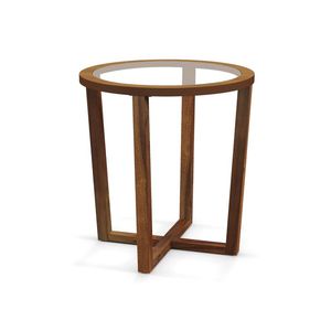 Tavolo rotondo moderno per divano in vetro temperato Top soggiorno mobili - Product Image 1