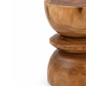 ARTERRA Luxury Teak <b>Wood</b> Pedestal <b>Stool</b> Modern Stacked Side Table Luxury Accent End Table for Hotel Lobby - Product Image 4