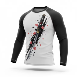 Service OEM, vente en gros, t-shirts de fitness JIU JITSU à séchage rapide, logo personnalisé imprimé, manches longues, BJJ pour hommes, rashguard BJJ - Product Image 6